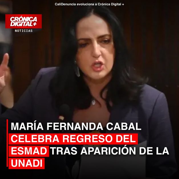 María Fernanda Cabal celebra regreso del Esmad tras aparición de la Unadi