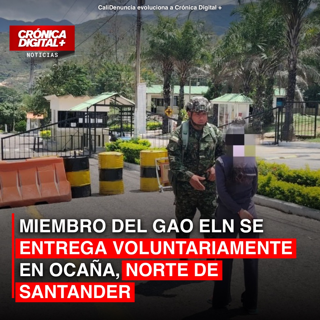 Miembro del GAO ELN se entrega voluntariamente en Ocaña, Norte de Santander