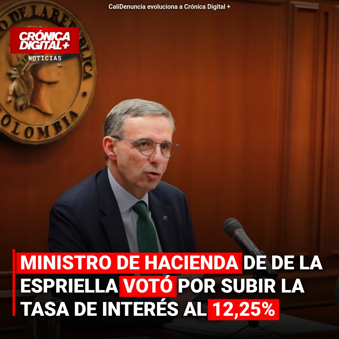 Ministro de Hacienda votó por alza de tasa al 12,25% en Banco República
