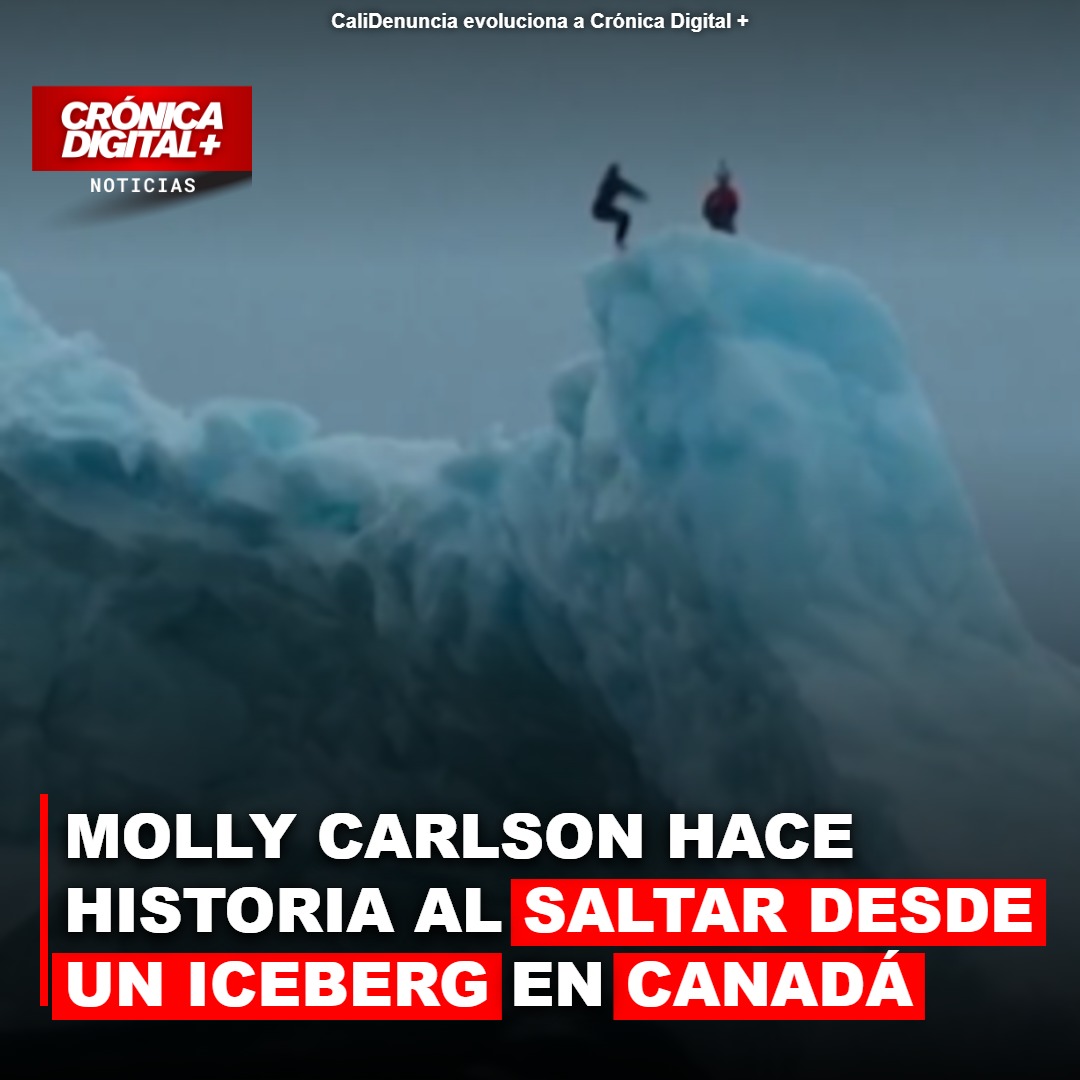 Molly Carlson salta desde un iceberg en la costa de Terranova