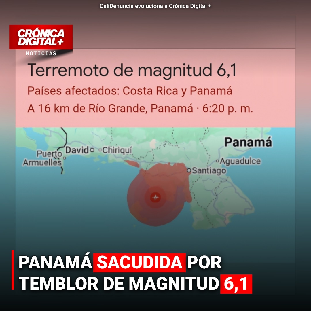Panamá: Sismo de magnitud 6,1 sacude Río Grande