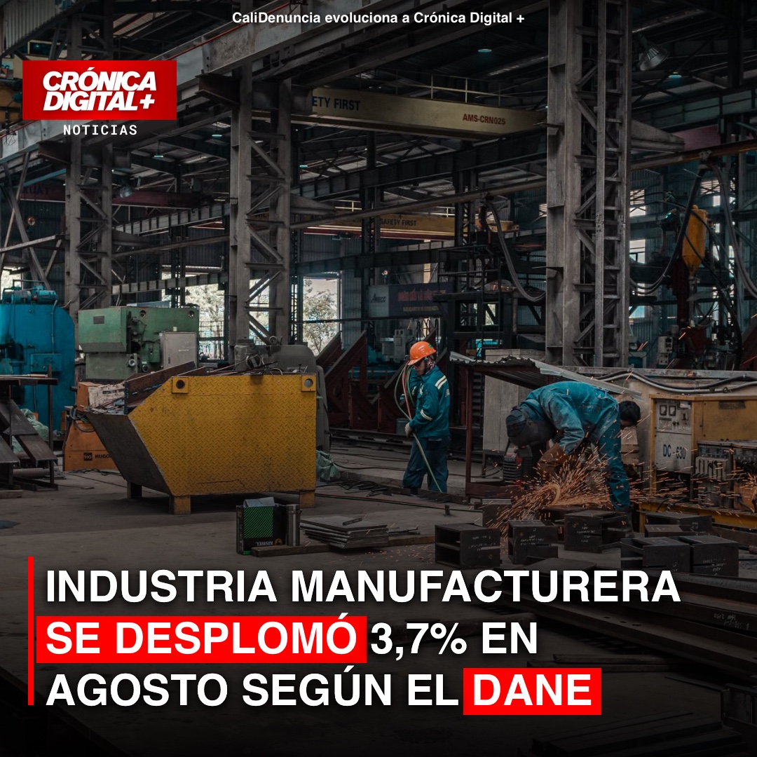 Producción manufacturera en Colombia cayó 3,7% en agosto de 2026