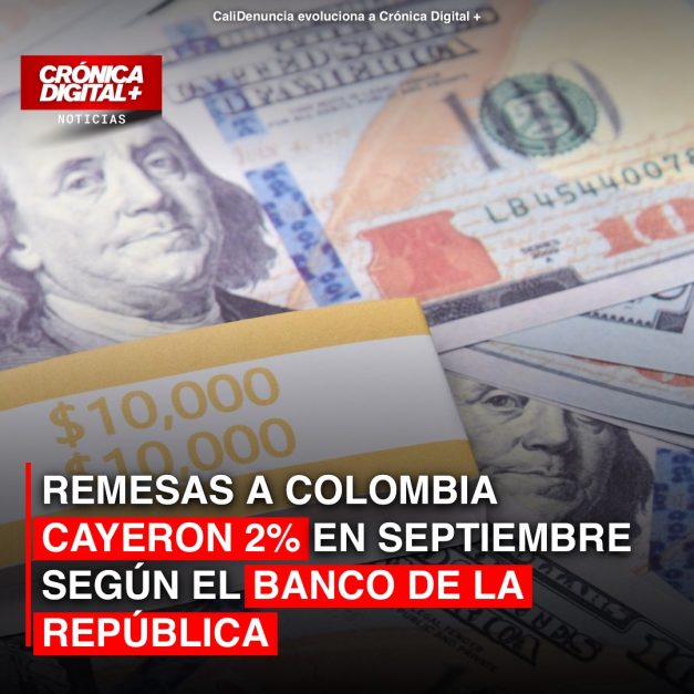 Remesas a Colombia cayeron 2% en septiembre según el Banco de la República
