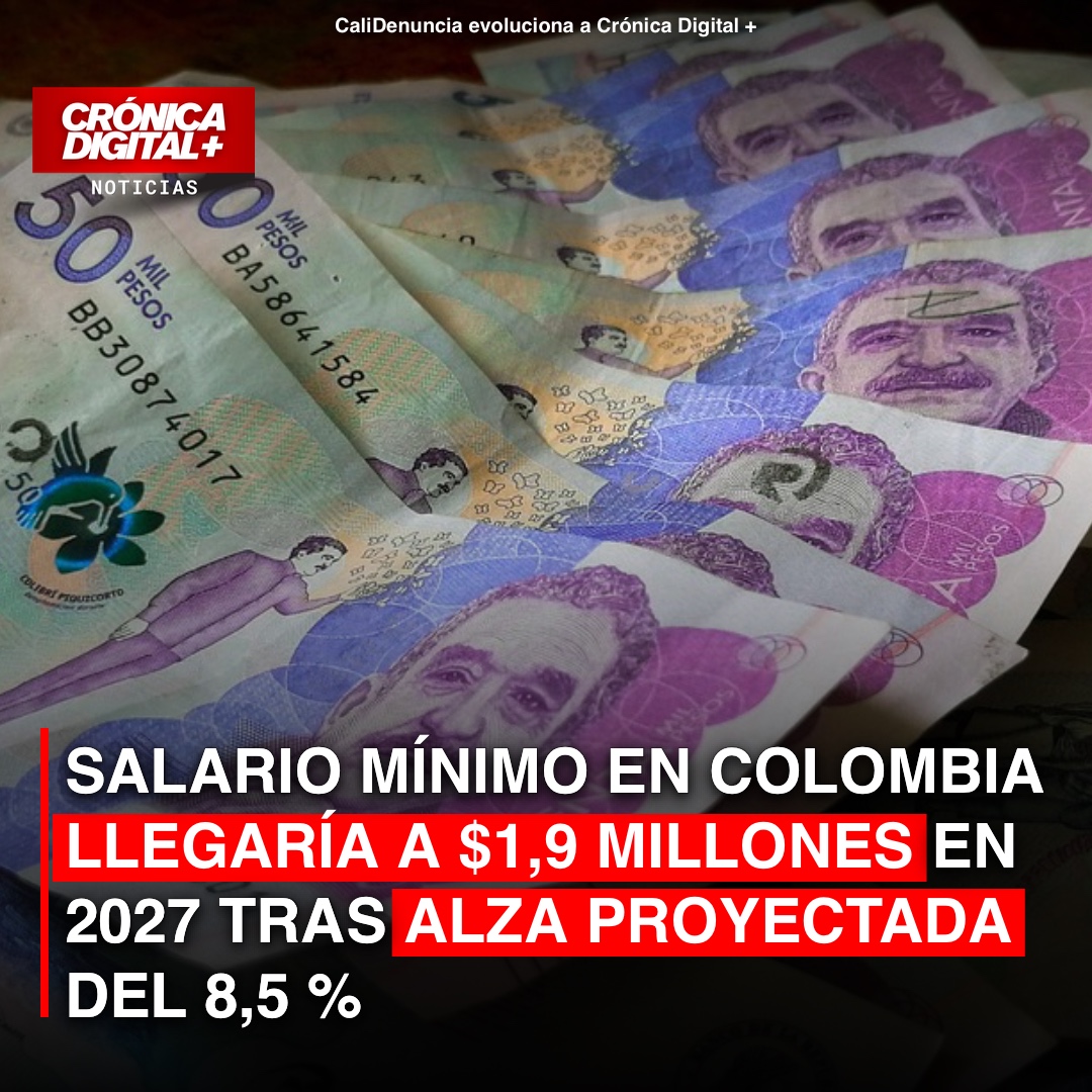 Salario mínimo en Colombia llegaría a $1,9 millones en 2027 tras alza proyectada del 8,5 %
