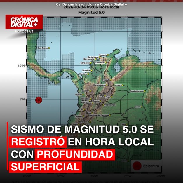 Sismo de magnitud 5.0 se registró en hora local con profundidad superficial