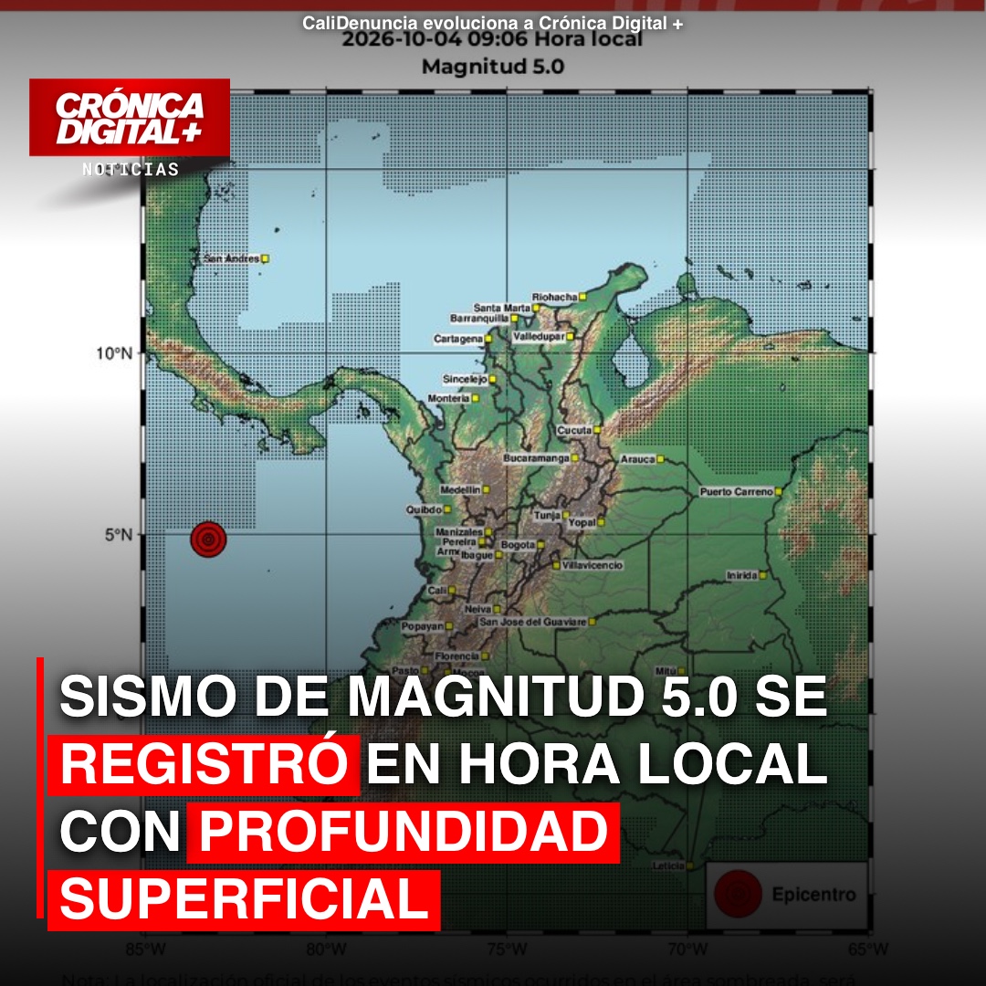 Sismo de magnitud 5.0 se registró en hora local con profundidad superficial