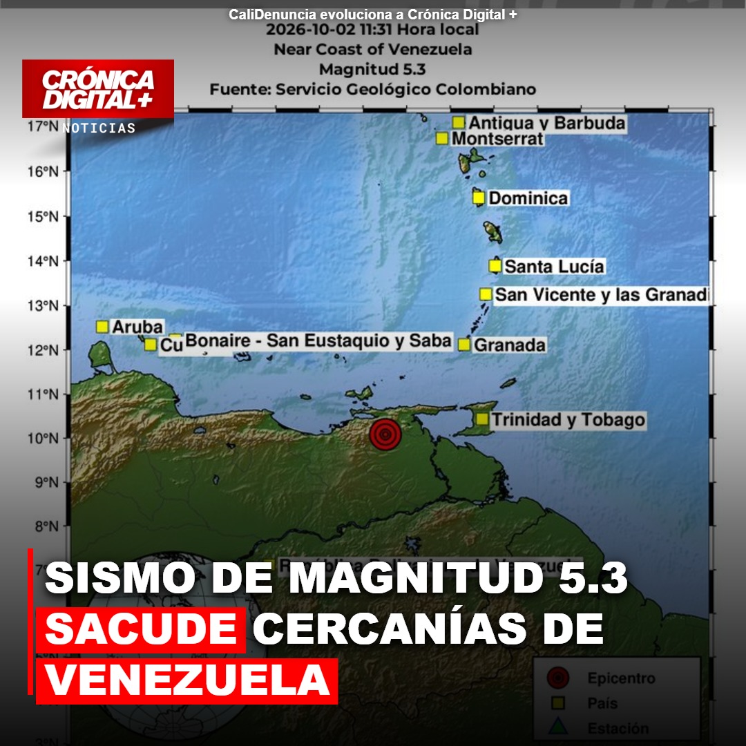 Sismo de magnitud 5.3 sacude cercanías de Venezuela
