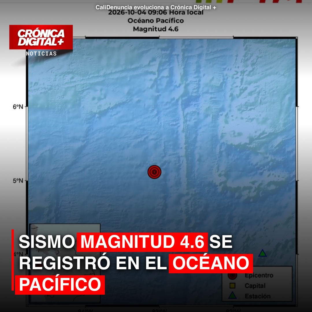 Sismo Magnitud 4.6 se registró en el Océano Pacífico