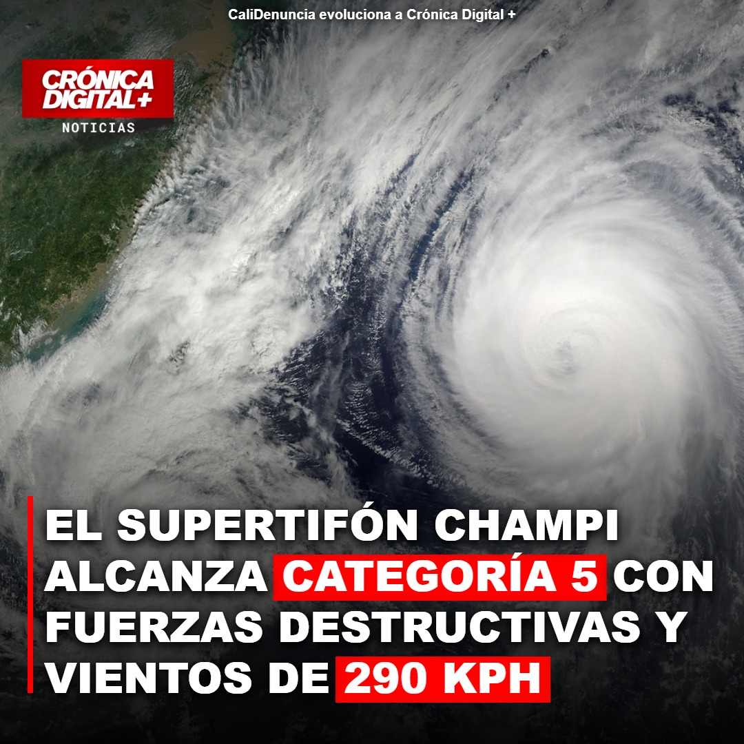 Supertifón Champi llega a categoría 5 con vientos de 290 kph