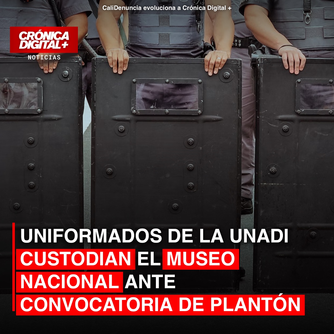 Uniformados de la UNADI custodian el Museo Nacional ante convocatoria de Plantón