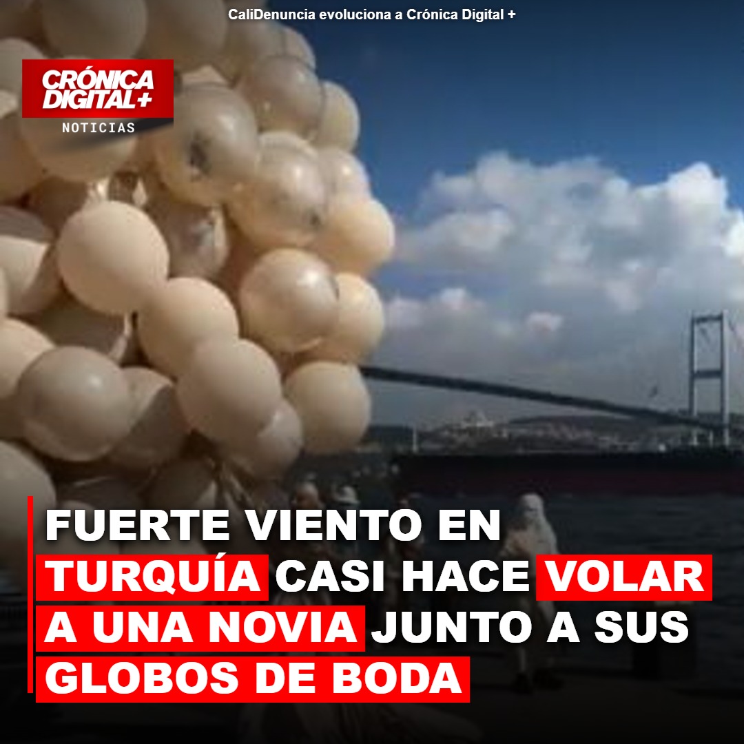 Viento casi arrastra a novia durante sesión con globos en Estambul